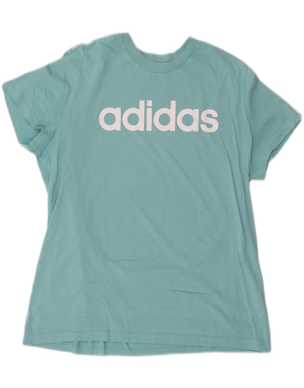 Γυναικείο γραφικό μπλουζάκι ADIDAS τοπ UK 20/22 XL μπλε βαμβακερό