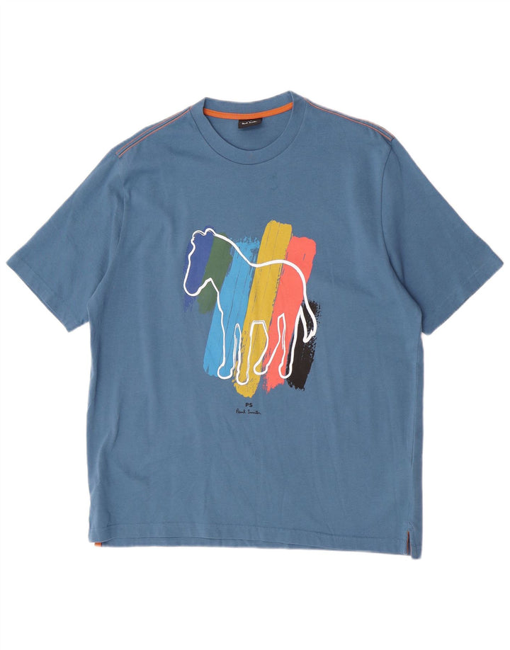 Paul Smith Ανδρικό γραφικό T-Shirt Top μεγάλο μπλε βαμβακερό
