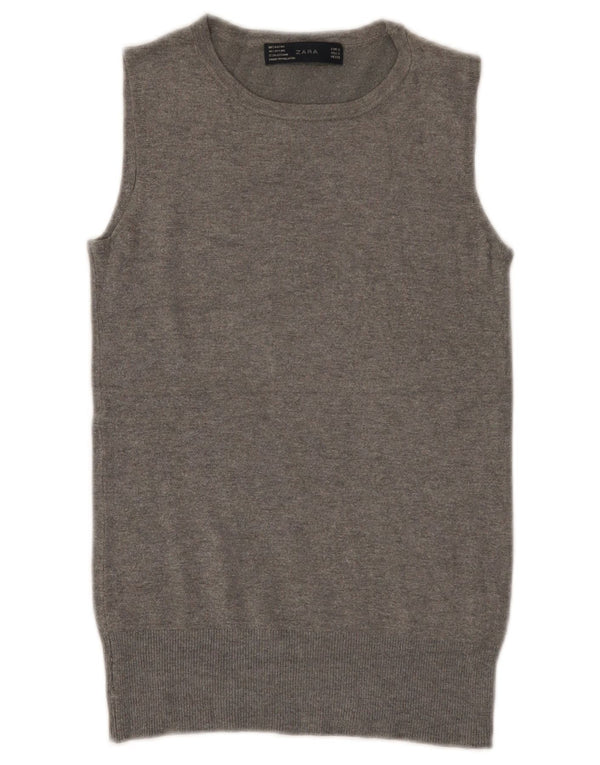 Zara Γυναικείο Γιλέκο Tank Top UK 8 Small Grey Rayon