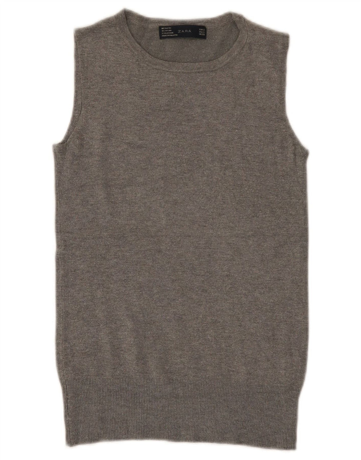 Zara Γυναικείο Γιλέκο Tank Top UK 8 Small Grey Rayon