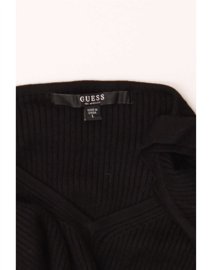 Guess Womens Off Shoulder Top UK 12 Medium Black Rayon