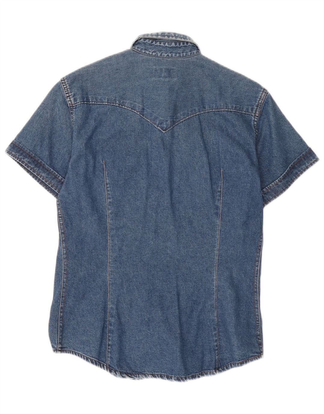 Vitamina Γυναικείο κοντομάνικο τζιν πουκάμισο UK 14 Medium Blue
