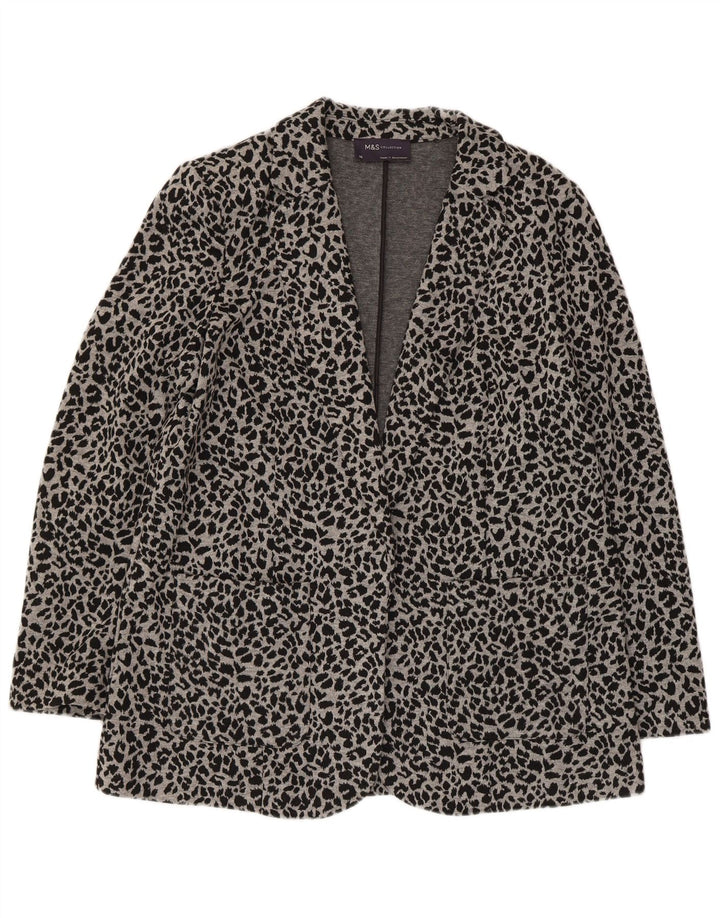 Marks & Spencer Γυναικείο ανοιχτό σακάκι UK 14 Medium Grey Animal print