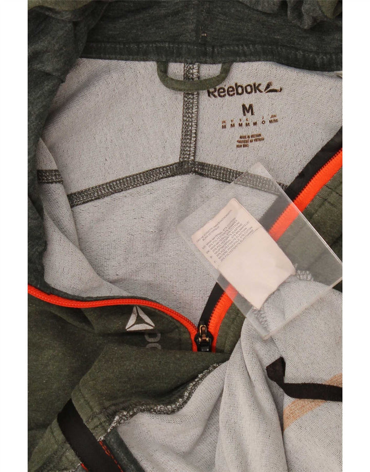 Ανδρικό πουλόβερ Reebok με φερμουάρ με κουκούλα μεσαίο πράσινο βαμβακερό