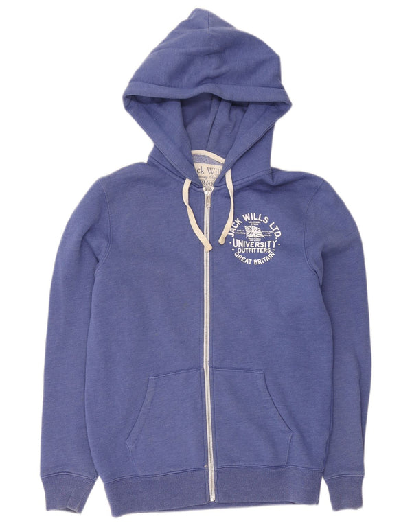 Jack Wills Ανδρικό πουλόβερ με φερμουάρ με κουκούλα, μικρό μπλε βαμβακερό