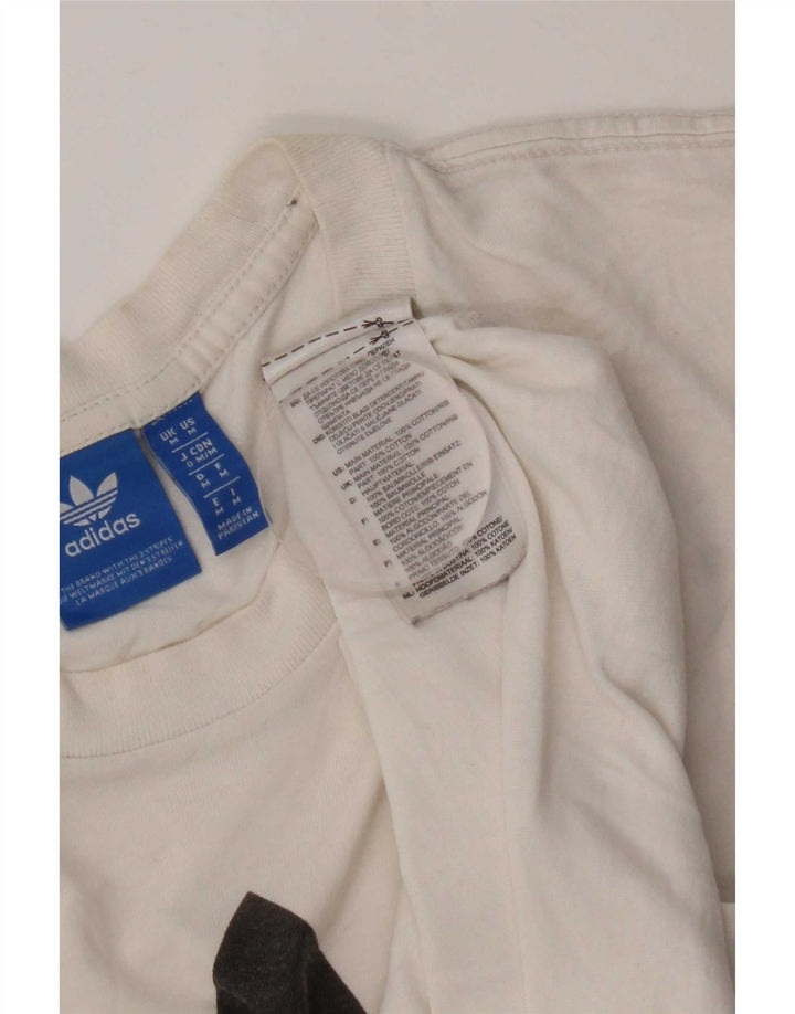 Ανδρικό γραφικό T-Shirt Adidas Top από μεσαίο λευκό βαμβακερό