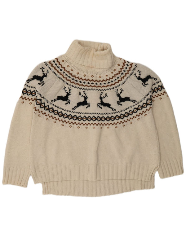 Barbour γυναικείο πουλόβερ με ρολό λαιμόκοψη UK 16 Large White Fair Isle Wool