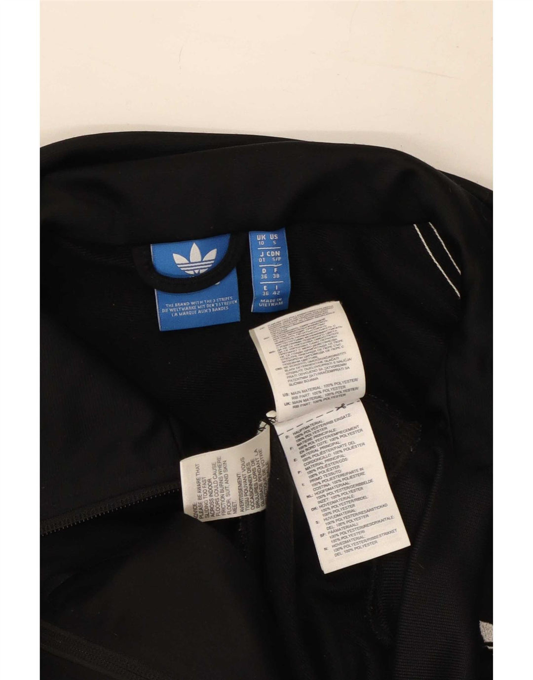 Γυναικεία αθλητική φόρμα γραφικών Adidas Top Jacket UK 10 Small Black Polyester
