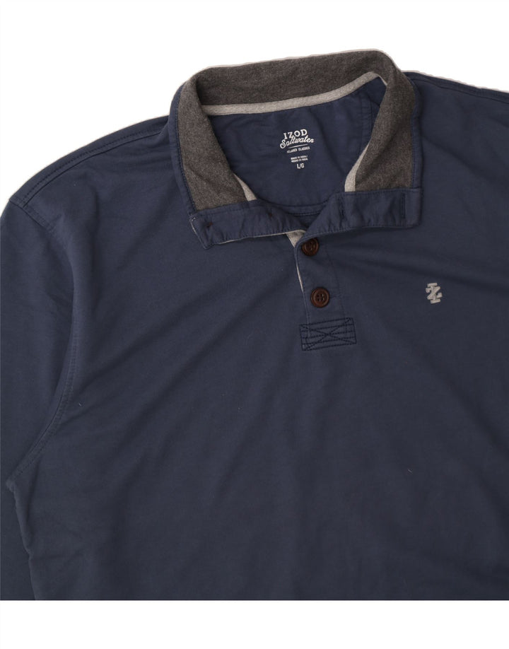 IZOD Mens Button Neck Sweatshirt Jumper Large Blue Cotton Vintage Izod and Second-Hand Izod from Messina Hembry 