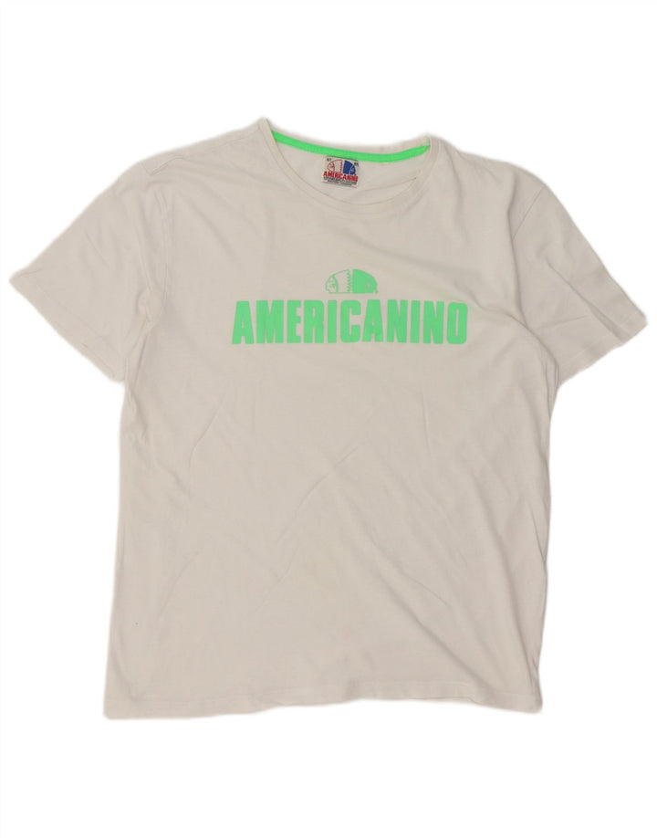 Ανδρικό T-Shirt κανονικό γραφικό Americanino Top από μεσαίο λευκό βαμβακερό