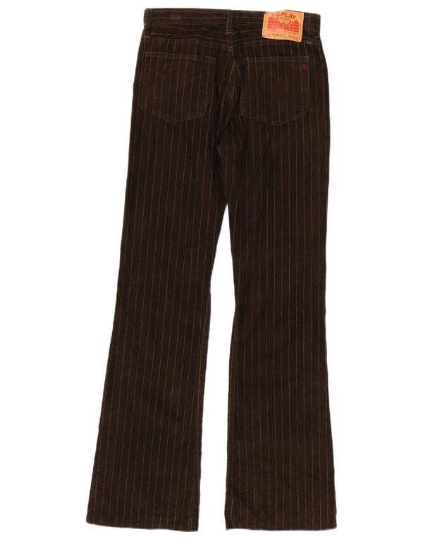 Replay Γυναικείο Bootcut Casual Παντελόνι W28 L34 Καφέ Ριγέ Πολυεστέρας