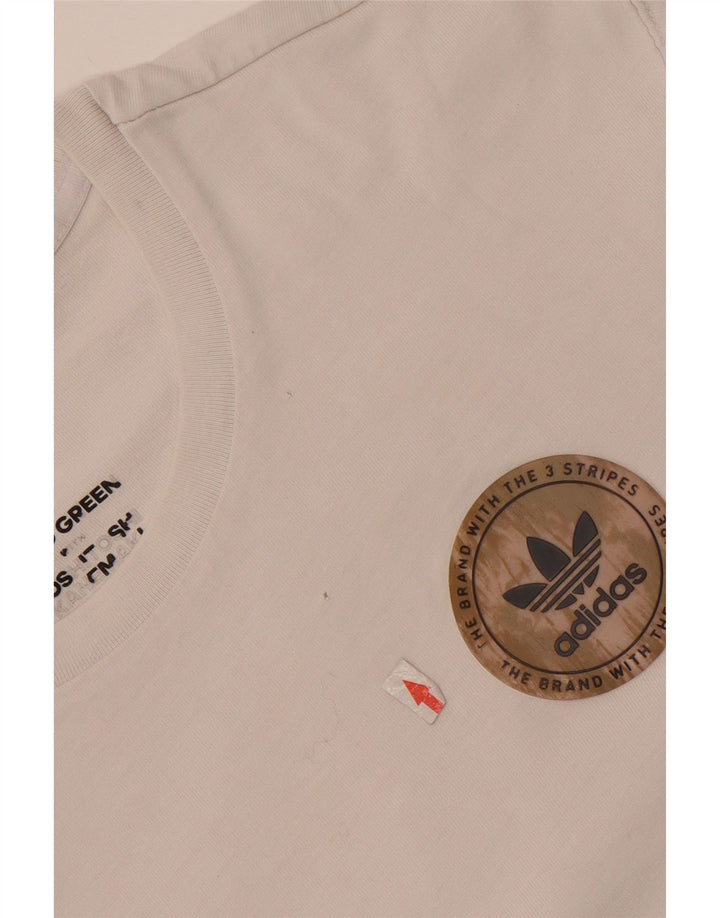 Ανδρικό γραφικό T-Shirt Adidas Top από μεσαίο λευκό βαμβακερό