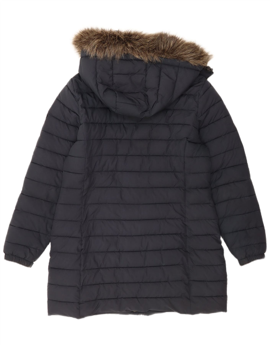 Superdry γυναικείο παλτό με κουκούλα UK 14 μεγάλο μπλε πολυεστέρας