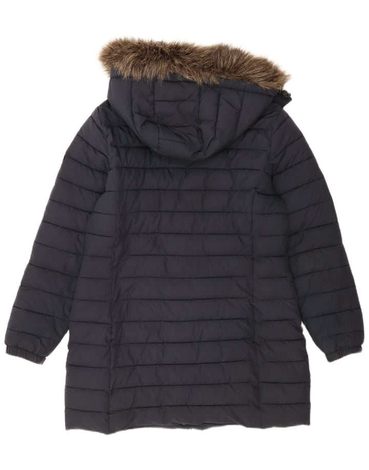 Superdry γυναικείο παλτό με κουκούλα UK 14 μεγάλο μπλε πολυεστέρας