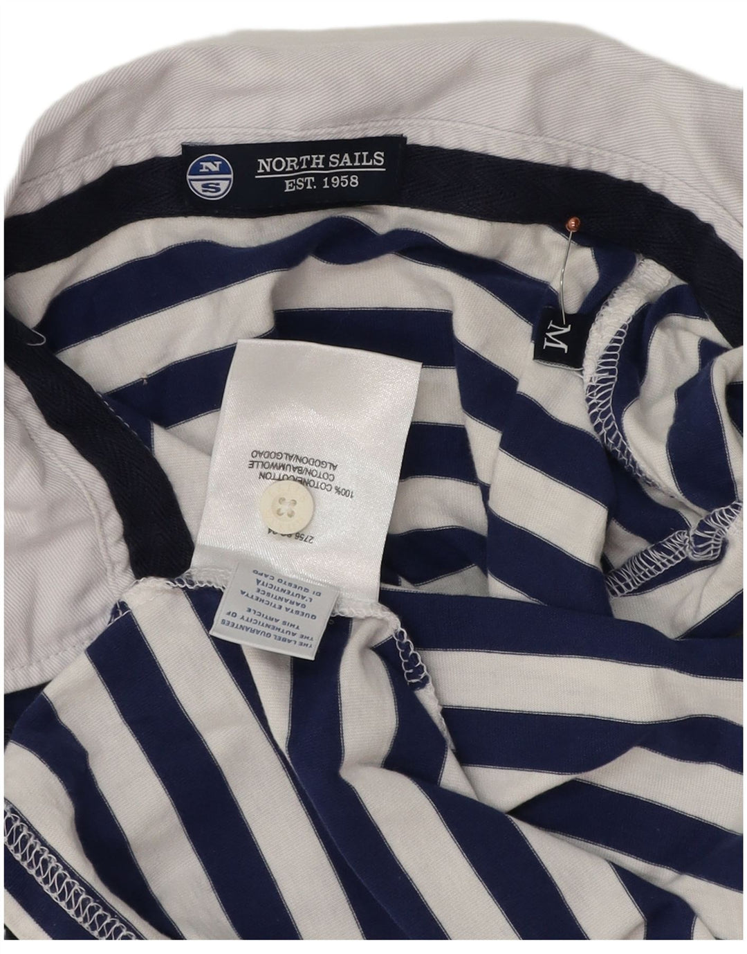 North Sails Γυναικείο πουκάμισο πόλο UK 12 Medium Navy Blue ριγέ βαμβακερό