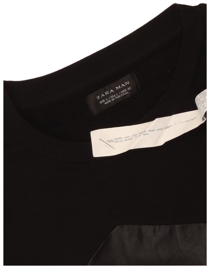 Ανδρικό φούτερ Zara Jumper Μεγάλο μαύρο χρώμα, βαμβακερό
