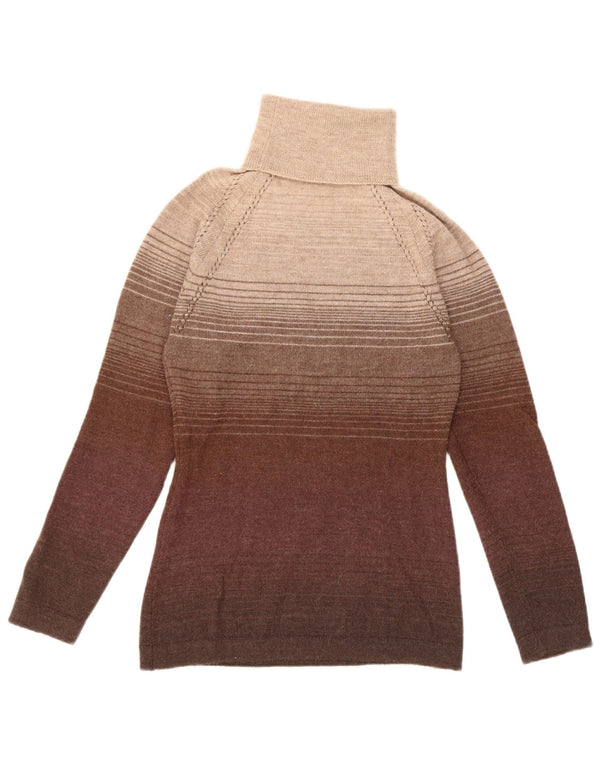 Sportmax Womens Roll Neck Jumper Sweater UK 12 Medium Brown Striped
