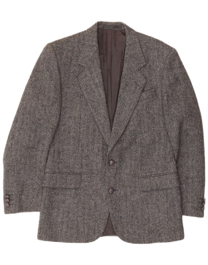 Wellington Mens Donegal Tweed Blazer Jacket UK 38 Medium Grey Ψαροκόκκαλο