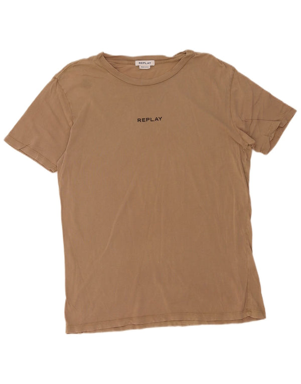 Ανδρικό T-Shirt Replay Top Large Beige Βαμβακερό