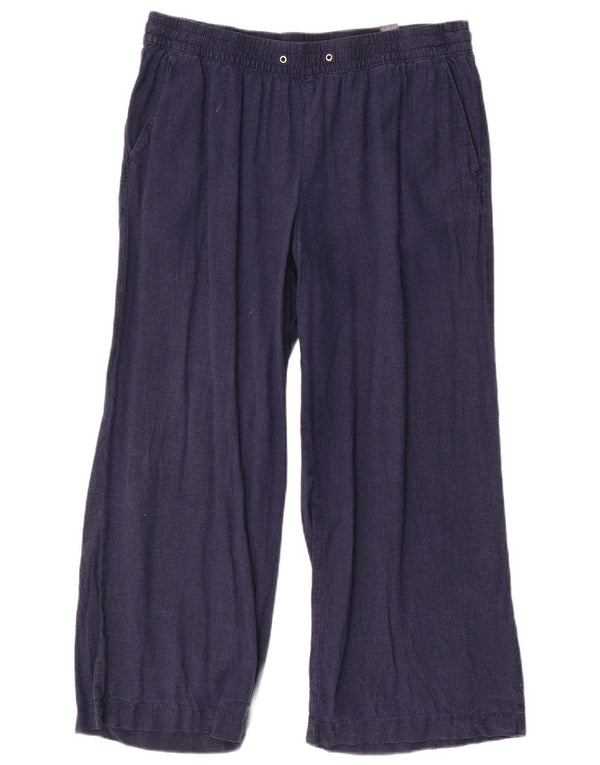 Marks & Spencer Γυναικείο φαρδύ παντελόνι UK 16 Large W34 L26 Navy Blue
