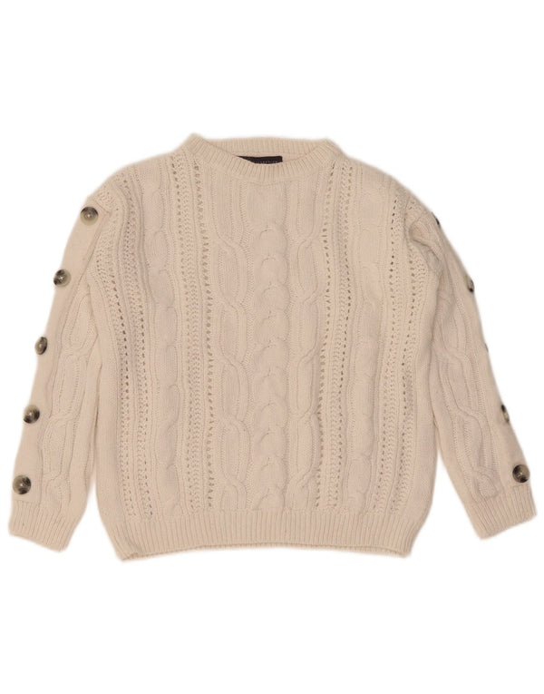 Marks & Spencer Γυναικείο πουλόβερ Crop Crew Neck Jumper UK 10 Small Off White