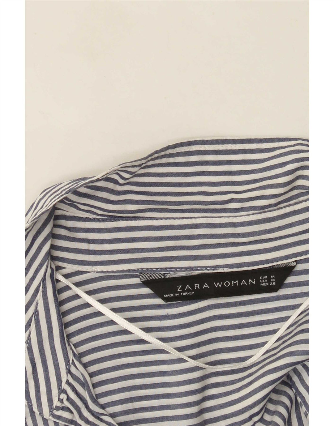 Zara Γυναικείο πουκάμισο UK 14 Medium Navy Blue Pinstripe