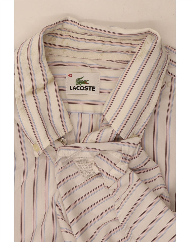 Ανδρικό πουκάμισο Lacoste Νούμερο 42 Μεγάλο Λευκό Βαμβακερό ριγέ