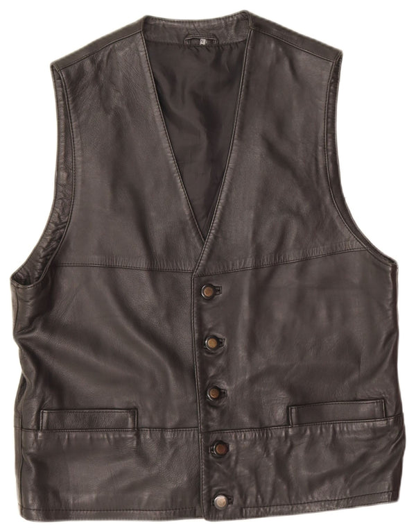 Gurtex Mens Leather Waistcoat IT 48 Medium Black Leather