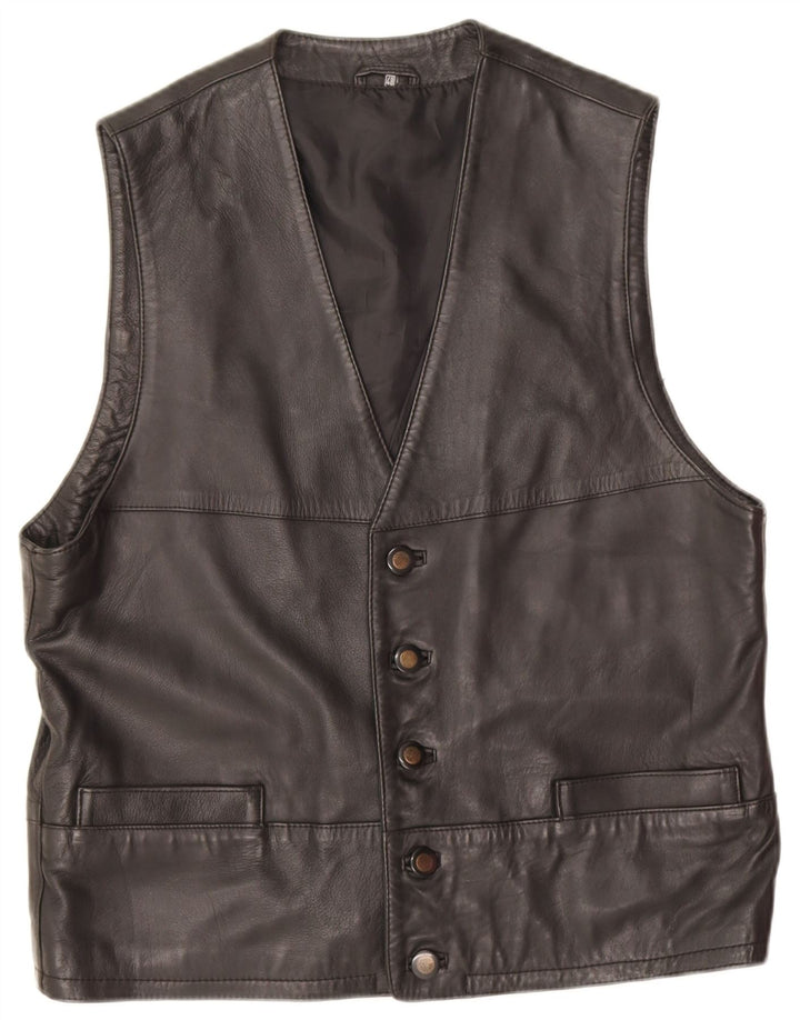 Ανδρικό δερμάτινο γιλέκο Gurtex IT 48 Medium Black Leather