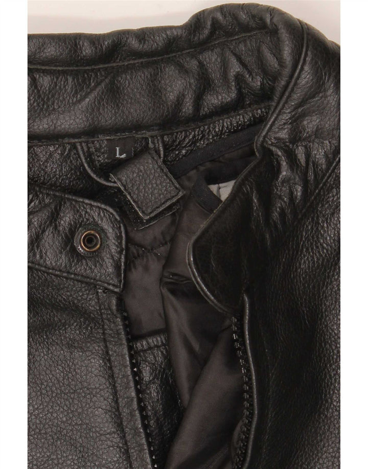 Vintage Γυναικείο Δερμάτινο Σακάκι Racer UK 16 Large Μαύρο