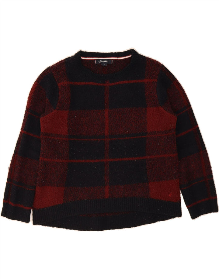 KANGOL Womens Crew Neck Jumper Sweater UK 12 Medium Red Check Acrylic Vintage Kangol and Second-Hand Kangol from Messina Hembry 