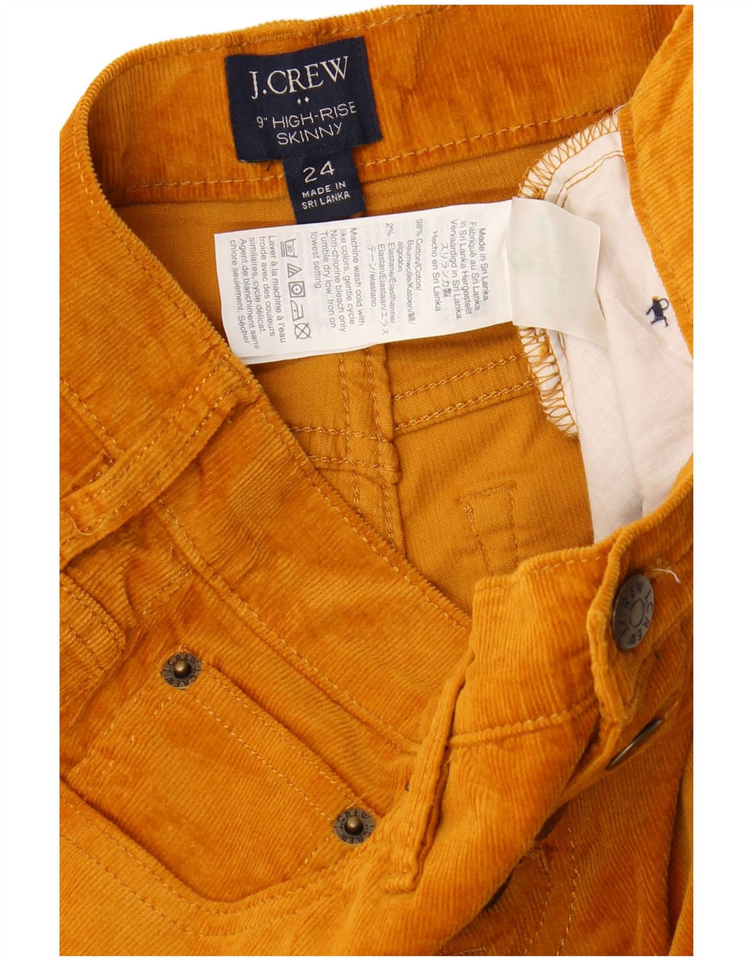 J. CREW Γυναικείο ψηλόμεσο στενό κοτλέ παντελόνι W24 L28 καφέ βαμβακερό