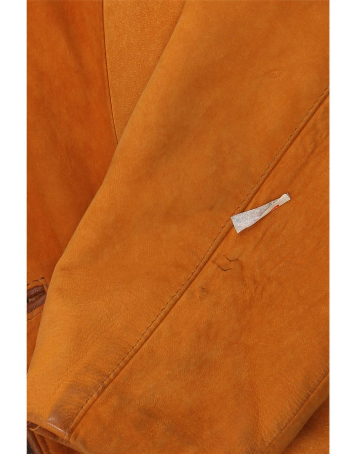 VINTAGE Γυναικείο Crop Open Suede Jacket UK 10 Small Brown Δερμάτινο