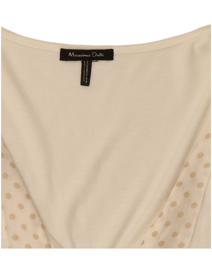 Massimo Dutti Γυναικεία Αμάνικη Μπλούζα Τοπ UK 12 Μέτριο Λευκό Πουά