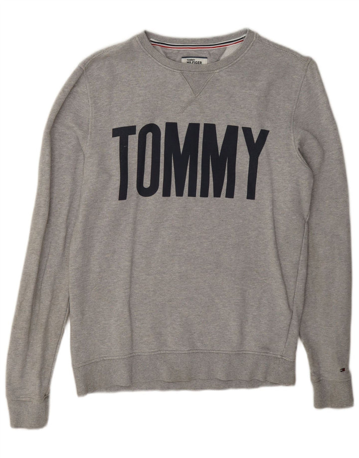 Γραφικό ανδρικό φούτερ Tommy Hilfiger, βαμβακερό γκρι μικρό