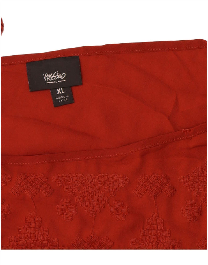 MOSSIMO Γυναικεία μπλούζα με ρόπαλο τοπ UK 18 XL Maroon γεωμετρικός πολυεστέρας