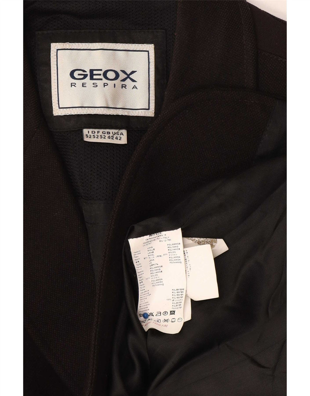 Ανδρικό μπουφάν Geox Respira με 3 κουμπιά σακάκι UK 42 XL Μαύρο μάλλινο
