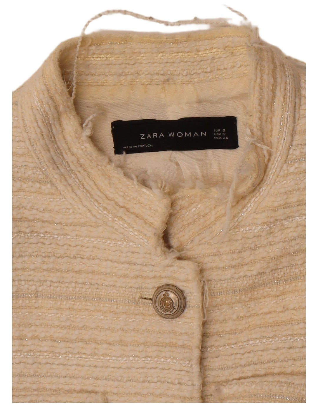 Zara Γυναικείο σακάκι blazer 4 κουμπιών UK 10 Small Off White