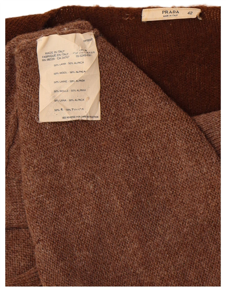 Γυναικείο πουλόβερ Prada Ζακέτα IT 42 Μεσαίο Καφέ Χρώμα μαλλί αλπακά