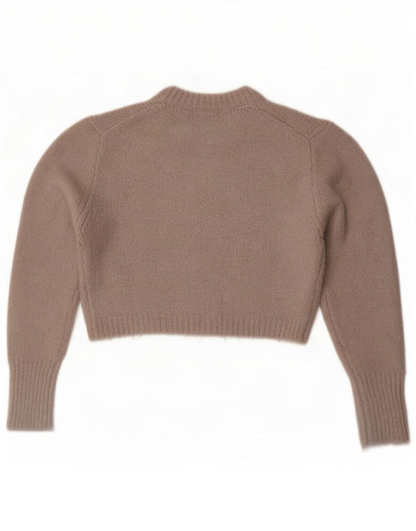 Zara Γυναικείο πουλόβερ με λαιμόκοψη Crop Crop UK 10 Small Grey Acrylic