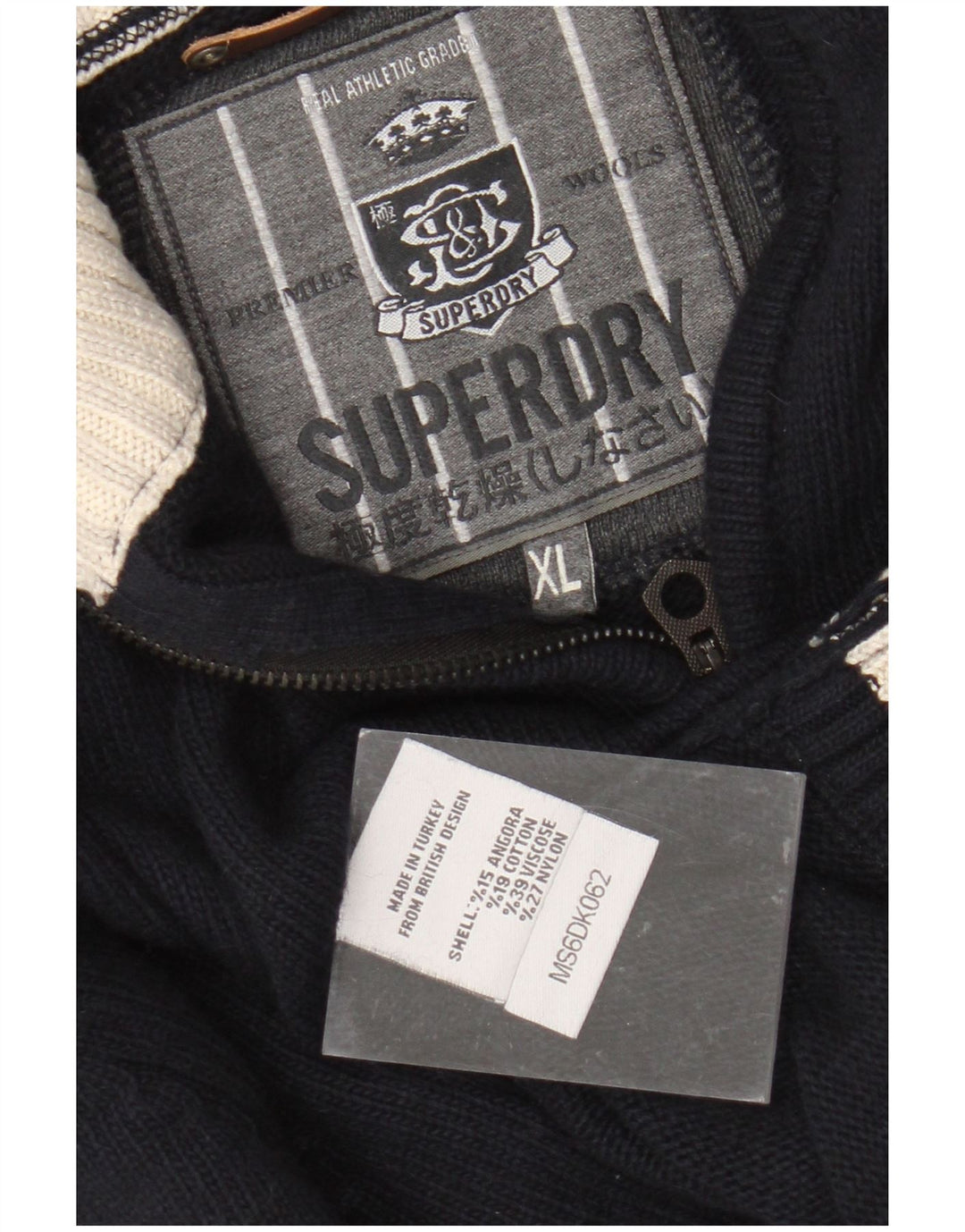 Ανδρικό πουλόβερ με φερμουάρ SUPERDRY XL Navy Blue Viscose
