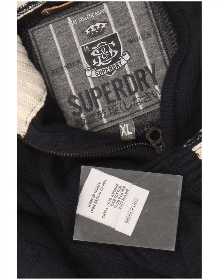 Ανδρικό πουλόβερ με φερμουάρ SUPERDRY XL Navy Blue Viscose