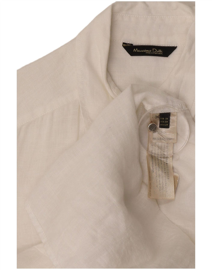 Massimo Dutti Γυναικείο πουκάμισο μεγάλου μεγέθους EU 36 XS Λευκό λινό
