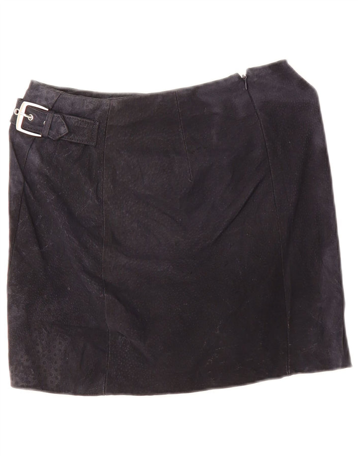 Mango Γυναικεία Suede Mini Φούστα EU 34 XS W28 Navy Blue Δέρμα