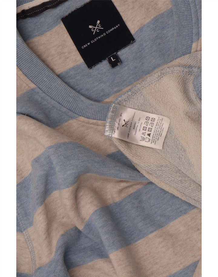 CREW CLOTHING Ανδρικό φούτερ Jumper Μεγάλο γκρι ριγέ βαμβακερό
