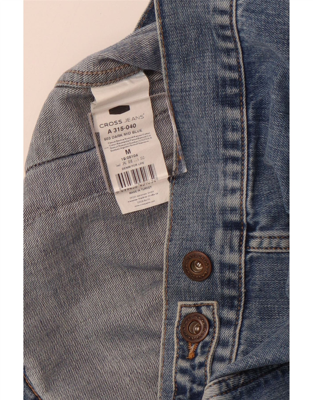 CROSS JEANS Ανδρικό τζιν μπουφάν UK 38 Medium Blue Cotton