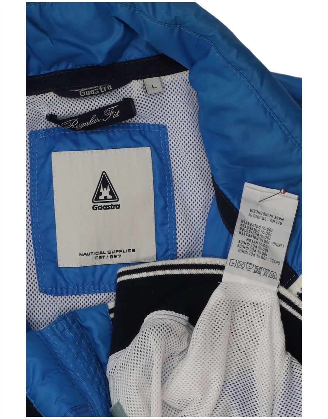 Gaastra Ανδρικό μπουφάν βροχής με κουκούλα UK 40 Large Blue Polyamide