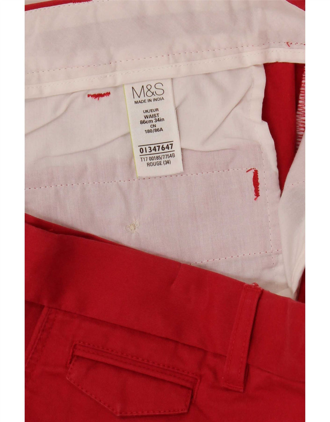 Ανδρικό σορτς Chino Marks & Spencer W34 μεγάλο κόκκινο βαμβακερό
