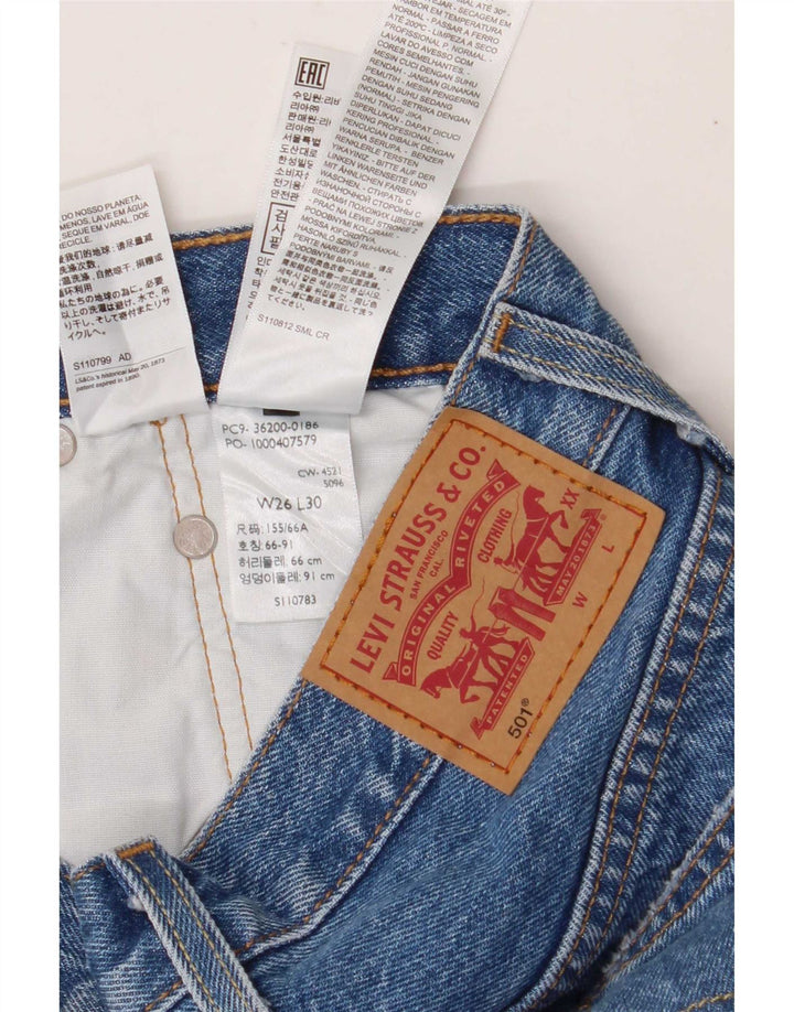 Levi's Womens 501 Straight Jeans W26 L30 Blue Cotton