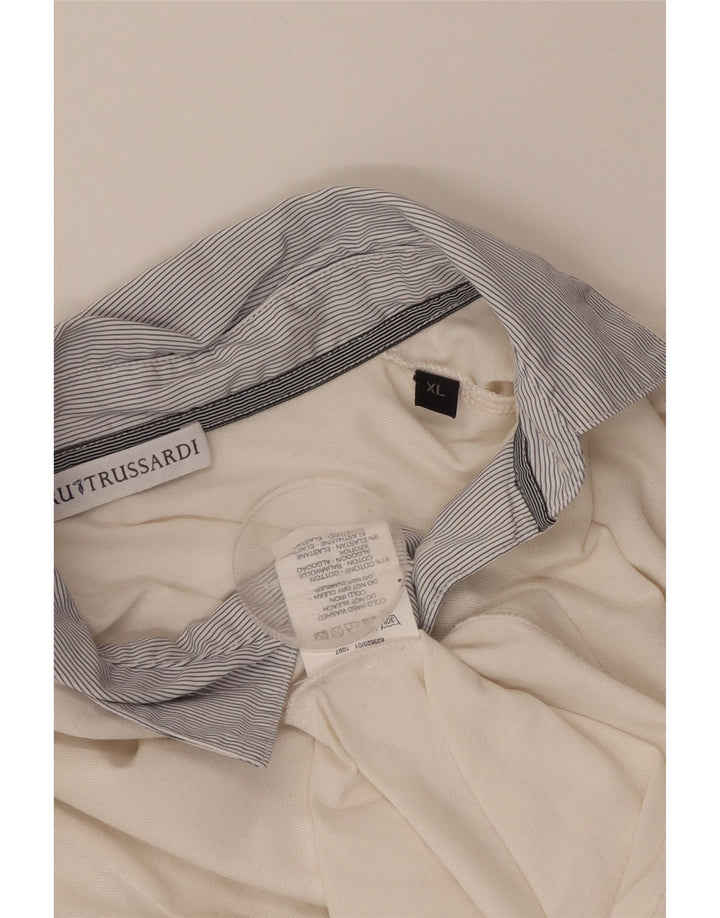 TRUSSARDI Γυναικείο μακρυμάνικο μπλουζάκι ράγκμπι πόλο UK 18 XL λευκό βαμβακερό